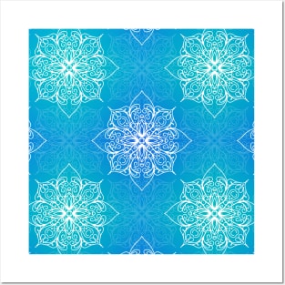 Underwater Damask Pattern Posters and Art